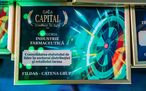 Anca Vlad Grupul Fildas-Catena, premiat la Gala Capital Companii de Elită 2024, pentru consolidarea poziției de lider în domeniul farma